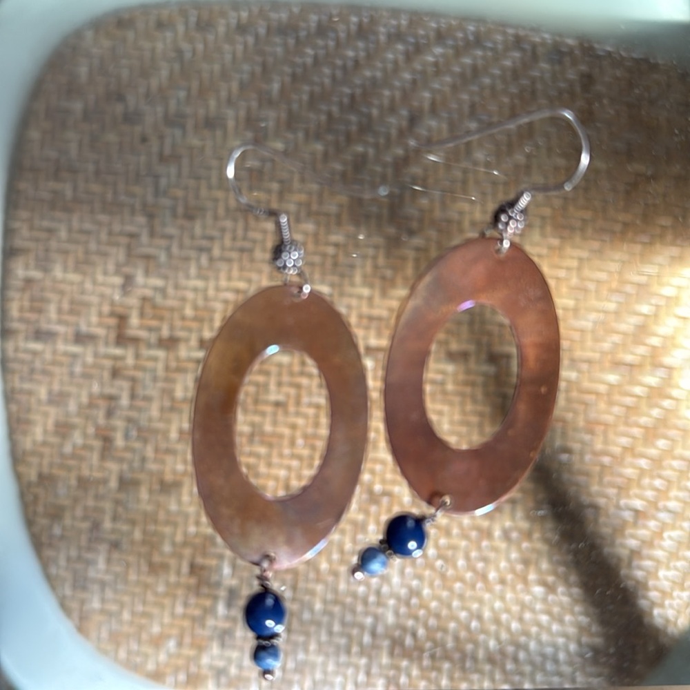 Hand made copper w/sterling silver earrings
